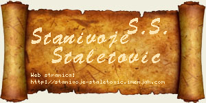 Stanivoje Staletović vizit kartica